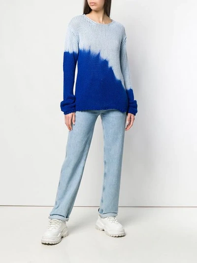 Shop Junya Watanabe Dip Die Knitted Sweater In Blue