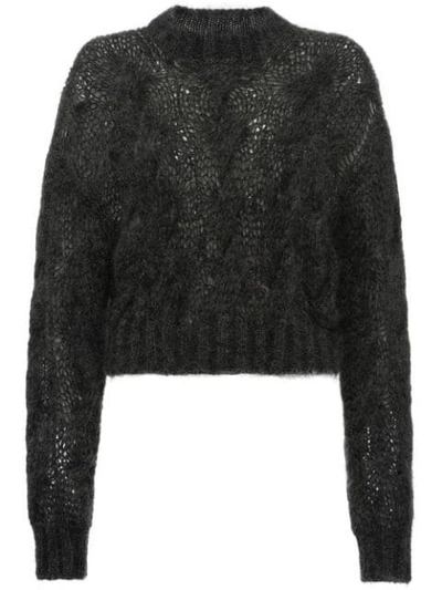 Shop Prada Cropped Mohair Sweater - Grey