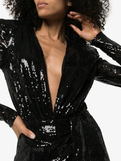Shop Attico Sequin-embellished Jumpsuit In Black