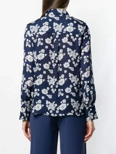 Shop Michael Michael Kors Floral Printed Blouse In Blue