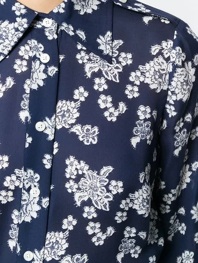 Shop Michael Michael Kors Floral Printed Blouse In Blue