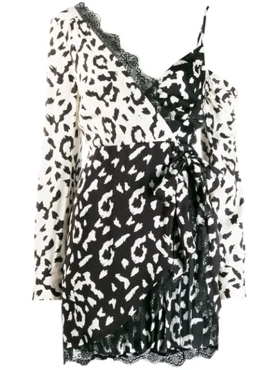 Shop Self-portrait Animal Print Wrap Dress In Black