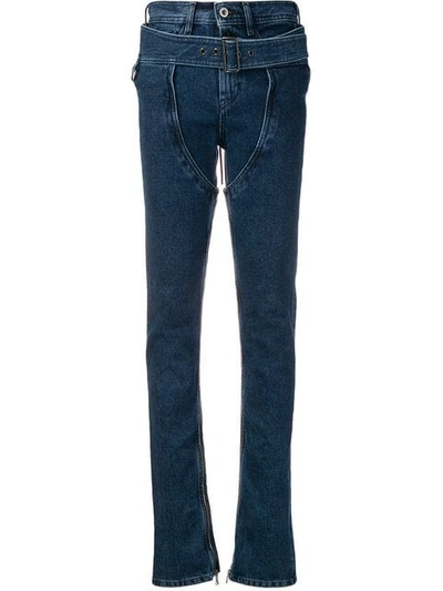 Shop Diesel Red Tag Buckle-detail Skinny Jeans In Blue