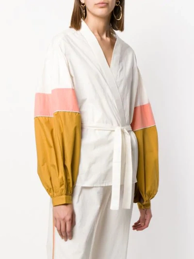 Shop Mes Demoiselles Protis Striped Kimono Blouse In Neutrals