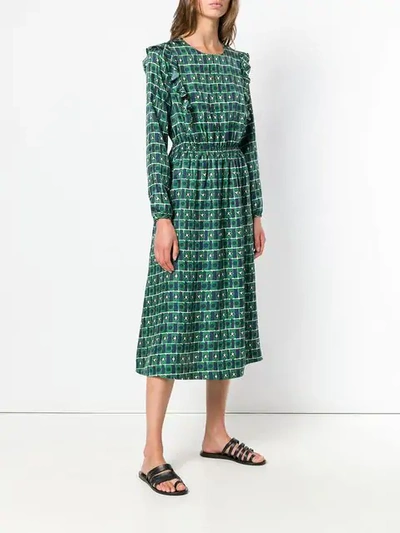 Shop Chinti & Parker Geometric Flared Midi Dress In Green