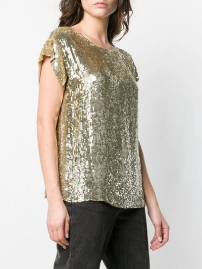 Shop P.a.r.o.s.h Gold Sequin Top In 053 Gold