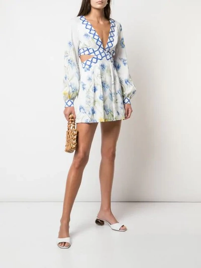 ALICE MCCALL FLORAL PRINT MINI DRESS - 白色