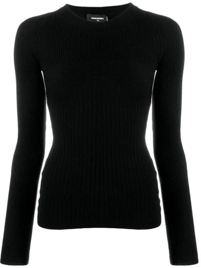 Shop Dsquared2 Ribbed Knit Sweater In Black