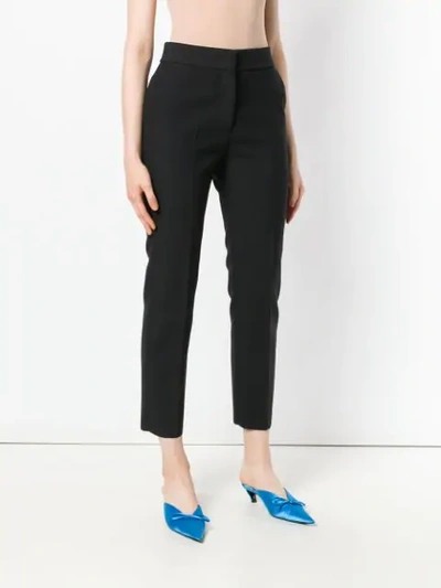 Shop Msgm Cropped Tailored Trousers In Black