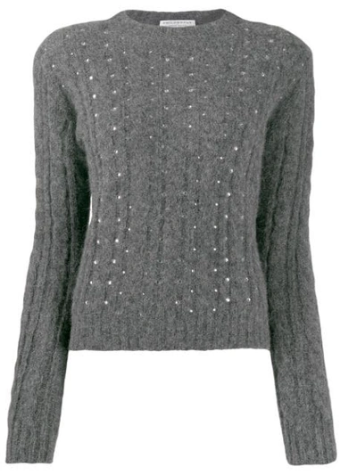 Shop Philosophy Di Lorenzo Serafini Embellished Cable Knit Sweater In Grey