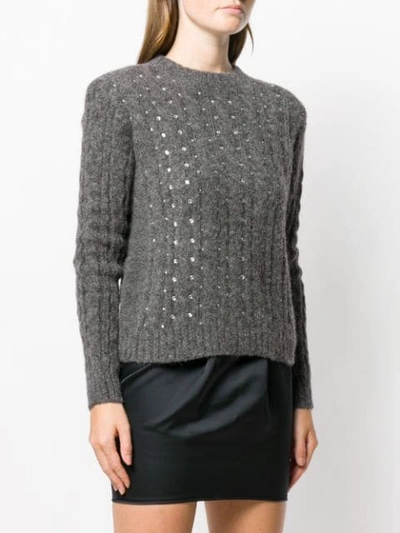 Shop Philosophy Di Lorenzo Serafini Embellished Cable Knit Sweater In Grey