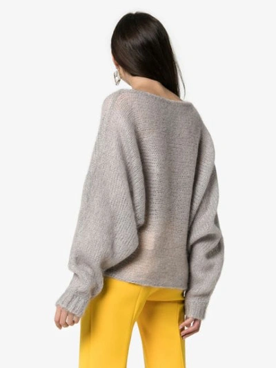 Shop Simon Miller Batwing Sleeve Knitted Mohair Wool Jumper In Grey