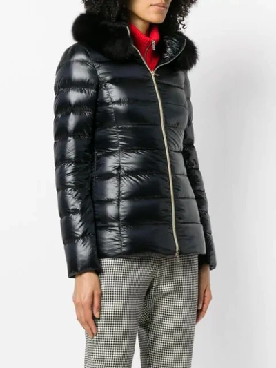 Shop Herno Fur Hood Puffer Jacket In 9300 Black