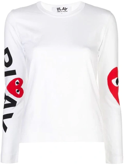 Shop Comme Des Garçons Play Sweatshirt Mit Herz In White