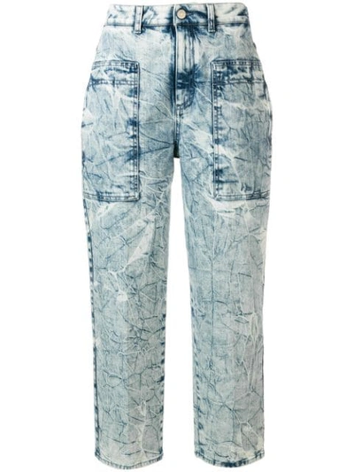 Shop Stella Mccartney Crinkle-effect Straight-leg Jeans In Blue