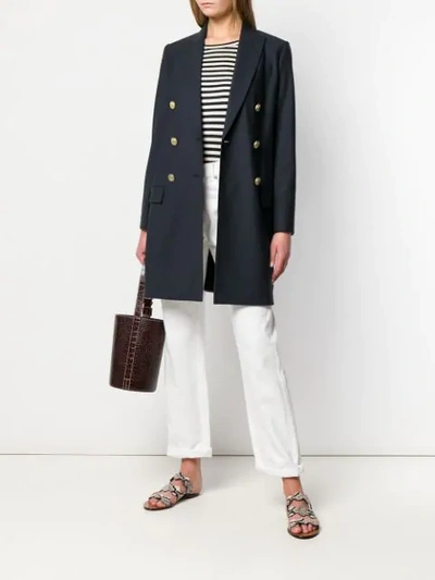 Shop Brunello Cucinelli Double Breasted Coat In Blue