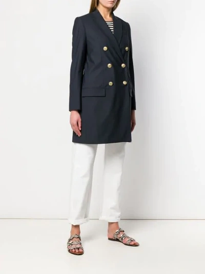 Shop Brunello Cucinelli Double Breasted Coat In Blue