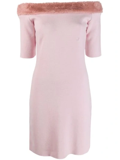 Shop Chiara Ferragni Off-shoulder Fitted Dress In Pink