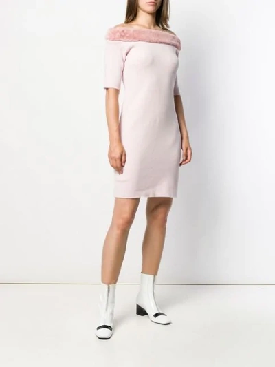 Shop Chiara Ferragni Off-shoulder Fitted Dress In Pink