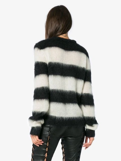 Shop Saint Laurent Striped Mohair-blend Sweater In Black