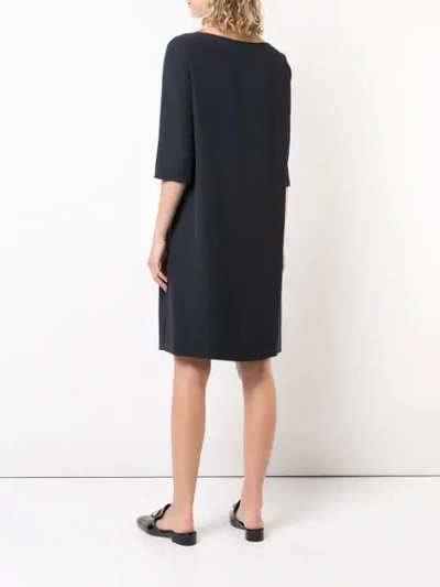 Shop Emporio Armani 3/4 Sleeve Dress - Blue