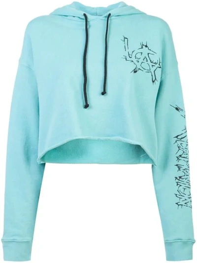 Shop Adaptation Cropped La Hoodie In Blue