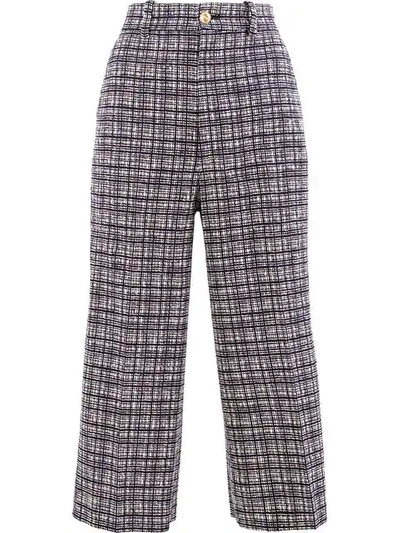 Shop Gucci Check Patterned Cropped Trousers In Blue