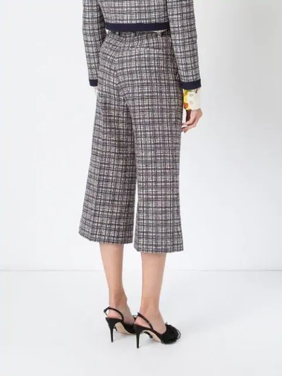 Shop Gucci Check Patterned Cropped Trousers In Blue