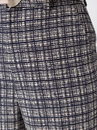 Shop Gucci Check Patterned Cropped Trousers In Blue