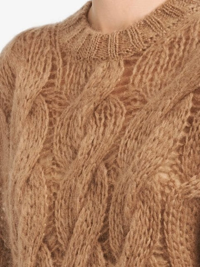 Shop Prada Cable Knit Sweater In Neutrals