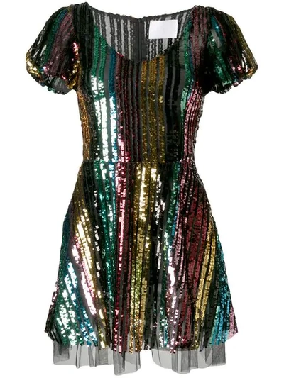 Shop Athena Procopiou Rainbow Sequin Dress In Black