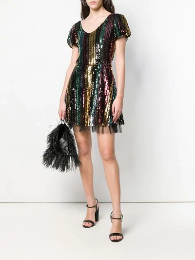 Shop Athena Procopiou Rainbow Sequin Dress In Black