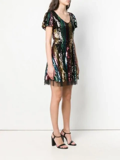 Shop Athena Procopiou Rainbow Sequin Dress In Black