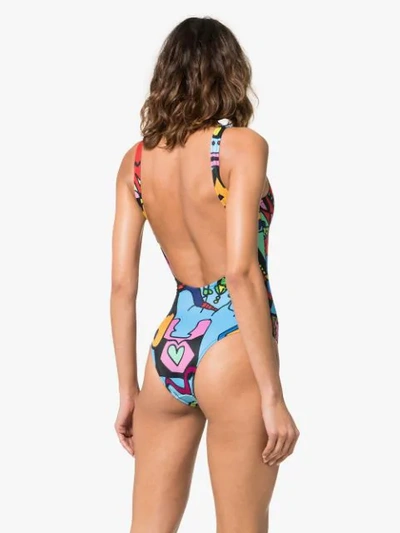 Shop Ellie Rassia Miami Baywatch Scoop Neck Printed Swimsuit In Green