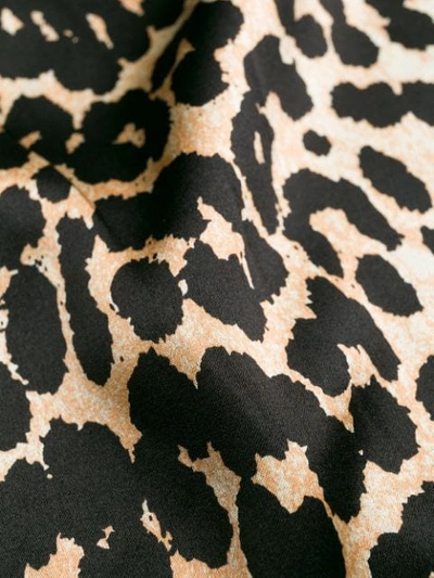 Shop Ganni Stretch Silk Leopard Print Skirt In Brown