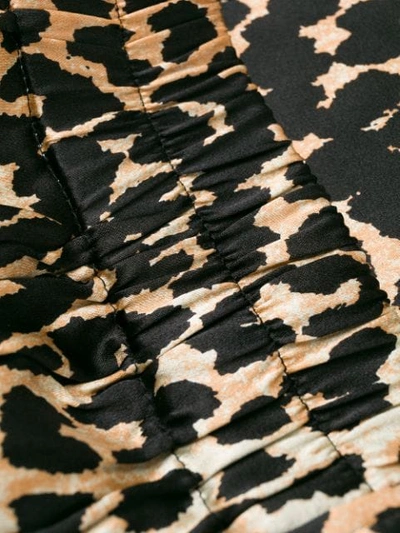 Shop Ganni Stretch Silk Leopard Print Skirt In Brown