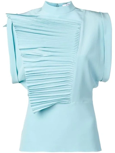 Shop Givenchy Pleated Ruffles Top In Blue