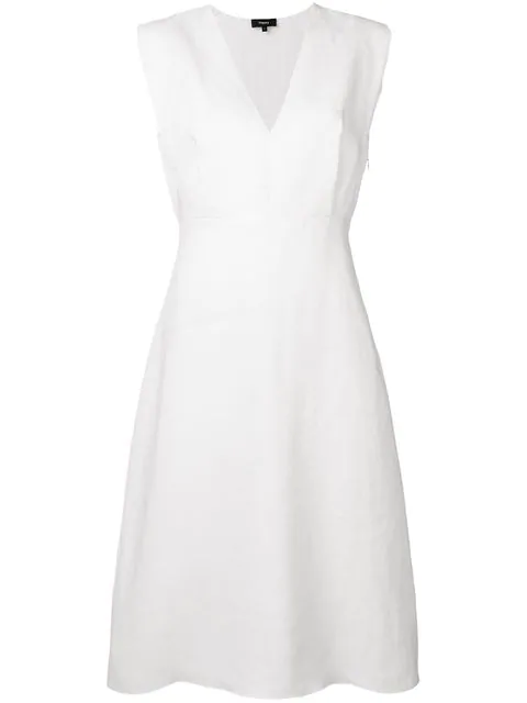 white linen shift dress