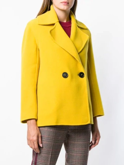 Shop Antonelli Double Breasted Short Coat - Yellow