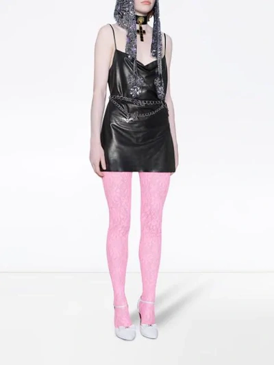 Shop Gucci Leather Mini Dress In Black