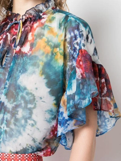 Shop Alice And Olivia Julius Tie Dye Print Blouse In Blue