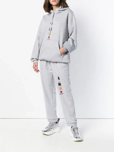 Shop Sandra Mansour Front Embroidered Hoodie In 106 Grey