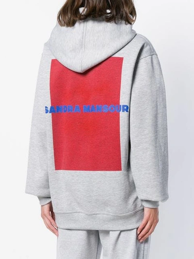 Shop Sandra Mansour Front Embroidered Hoodie In 106 Grey