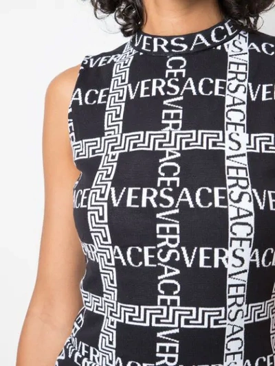 Shop Versace Logo Printed Vest - Black