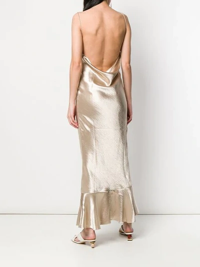 Shop Saloni Lamé Effect Gown In Gold