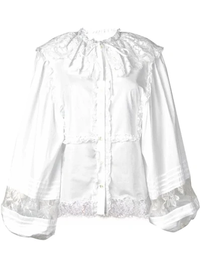 Shop Dolce & Gabbana Long-sleeved Lace Blouse In White