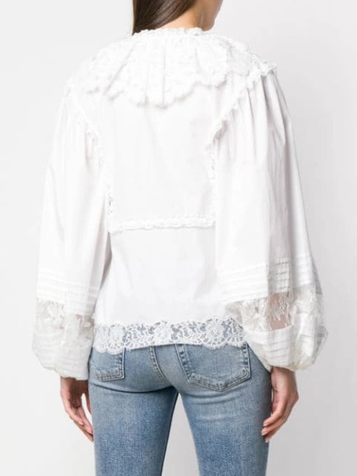 Shop Dolce & Gabbana Long-sleeved Lace Blouse In White