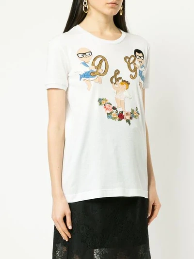 Shop Dolce & Gabbana Embroidered Angels T In White