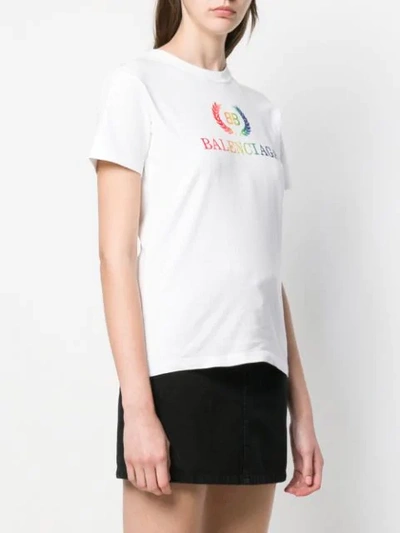 Shop Balenciaga Rainbow Bb T-shirt In White