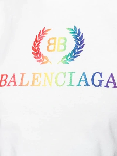 Shop Balenciaga Rainbow Bb T-shirt In White